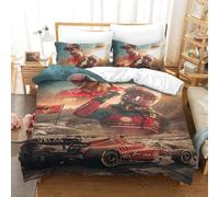 Charles Leclerc Literie Enfant Lit 3D F1 Racing Impression Housse De Couette Et Taies d'oreiller Avoir Fermeture Éclair Étudiant Jeunesse Garçon Fille Single（140x200cm）