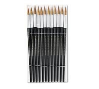 Charles Leonard Inc. L'Eau Couleur Pinceaux ronds avec bouts pointus, # 12, 2,7 cm Camel Cheveux, manche noir, 1 Douzaine (73512)