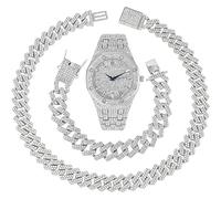 Charles Raymond Bling-ed Out 10227FAM Montre de luxe Hip Hop pour homme - Démarquez-vous dans votre équipage avec cette montre bling vue de Miles Away, Set ST10528-SLV-ZZ, Hip Hop Iced Out Rapper