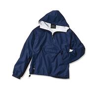 Charles River Apparel Classic Windbreaker Pullover Hooded Jacket, Navy, L