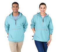 Charles River Apparel Pack-n-go Windbreaker Pullover Hooded Jacket Veste Coupe-Vent, Aqua, XS Mixte
