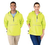 Charles River Apparel Pack-n-go Windbreaker Pullover Hooded Jacket Veste Coupe-Vent, Jaune Fluo, M Mixte