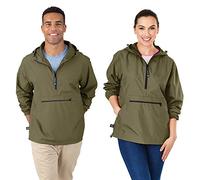 Charles River Apparel Pack-n-go Windbreaker Pullover Hooded Jacket Veste Coupe-Vent, Vert Olive, XL Mixte
