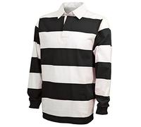 Charles River Apparel Unisex-Adult's Classic Rugby Shirt, Black/White, XL
