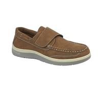 Charles Southwell Chaussures bateau décontractées pour homme avec fermeture touch & close, en similicuir, large, à enfiler ou à lacets, légères et confortables, Bracelet marron., 40 2/3 EU