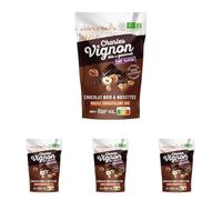 Charles Vignon Muesli Bio Croustillant Chocolat Noir & Noisettes - Sans Gluten - Riche en Fibres - Petit-Déjeuner Gourmand - Sans Huile de Palme - 350 g (Lot de 4)