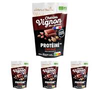 Charles Vignon Muesli Bio Croustillant Protéiné Chocolat Noir - Riche en Protéines & Fibres - Sans Huile de Palme - Petit-Déjeuner Énergétique - 350 g (Lot de 4)