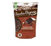 Charles Vignon Muesli Bio Croustillant - Trio de Chocolats, 375g | Délicieuse et Saine Collation Diététique pour Votre Bien-Être | Certifié BIO - Le Lot De 3