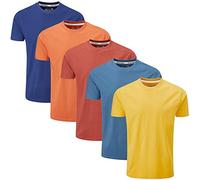 Charles Wilson Pack de 5 T-Shirts Unis à Col Rond (Large, Orange Sunset)