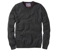 Charles Wilson Pull en Maille Fine de Coton à Col en V pour Homme (XL, Charcoal (0422))