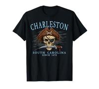 Charleston Crâne de Pirate Caroline du Sud Depuis 1670 Cyan T-Shirt