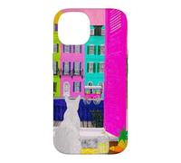Charleston Pastel Homes Chat Balcon Vue Coque pour iPhone 14