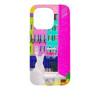 Charleston Pastel Homes Chat Balcon Vue Coque pour iPhone 15 Pro