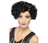 Charleston Perruque Noir Bouclé Mafia Super Gatsby Court Femmes Déguisement