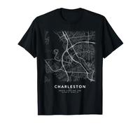 Charleston Plan de Ville Caroline du Sud Rues et Coordonnées T-Shirt