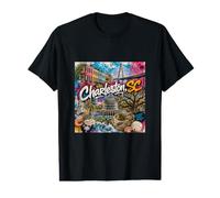 Charleston SC South Carolina Graffiti, États-Unis, Rainbow Row T-Shirt Graphique avec Valeur