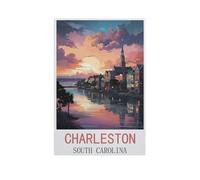 Charleston South Carolina，Jigsaw Puzzles for Adults 1000 Piece, Classic Puzzle Teens Boys Girls Puzzles Sturdy Tight Fitting Pieces,Letters on Back for Ideal Challenging and Gift（26x38cm）-FN93