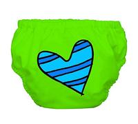 Charlie Banana 2 en 1 Bain Couche et de formation Pantalons, petite, Bleu Petit Coeur sur vert