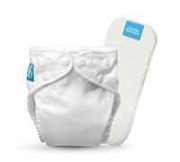 Charlie Banana Couche-culotte réutilisable en tissu avec insert, lavable, avec boutons-pression, taille unique, réglable, pour bébés et tout-petits, blanc, 1 pièce