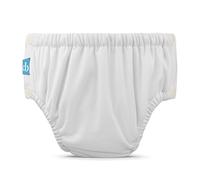 Charlie Banana Couche de natation réutilisable, lavable, avec un enfilage et un déboutonnage faciles pour bébé fille, garçon, coupe imperméable douce et ajustée pour éviter les fuites - Blanc - M