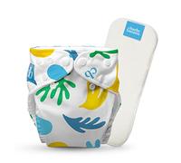 Charlie Banana Couche réutilisable en tissu avec insert, lavable avec boutons-pression, taille unique, réglable, pour bébés et tout-petits, motif feuille CB