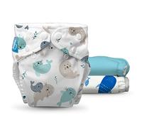 Charlie Banana Lot de 3 couches en tissu réutilisables avec inserts, lavables avec boutons-pression, taille unique réglable pour bébés et tout-petits, Sealy Seas