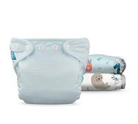 Charlie Banana Lot de 3 couches réutilisables en tissu avec inserts, lavables avec boutons-pression, taille nouveau-né pour bébé, Ocean Voyage