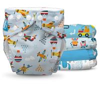 Charlie Banana Lot de 5 couches en tissu lavables réutilisables et réglables - Taille unique pour bébé fille garçon - Couches de poche douces avec insert absorbant - Merveilleuses aventures