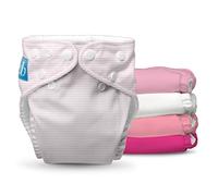 Charlie Banana Lot de 5 couches en tissu réutilisables avec inserts absorbants, type poche avec boutons-pression, taille unique réglable pour bébés et tout-petits, rose pastel