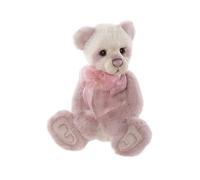 Charlie Bears Mono Polly | Plumo 2024 Collection Labyrinthe, ours en peluche panda rose et crème, en peluche et alpaga, lesté, nœud, de qualité supérieure, à collectionner, jouet en peluche, fait main