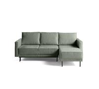 Charlie - canapé d'angle réversible 4 places - convertible avec coffre - en tissu velours relief - Vert