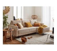 Charlie - canapé d'angle réversible - 4 places - convertible avec coffre - en velours côtelé - Beige