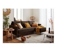 Charlie - canapé d'angle réversible - 4 places - convertible avec coffre - en velours côtelé - Marron