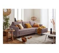 Charlie - canapé d'angle réversible - 4 places - convertible avec coffre - en velours côtelé - Rose