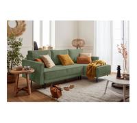 Charlie - canapé d'angle réversible - 4 places - convertible avec coffre - en velours côtelé - Vert sauge