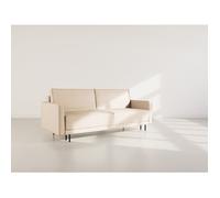 Charlie - Canapé droit 3 places convertible avec coffre en simili - Beige