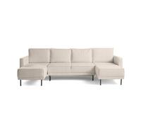 Charlie - canapé panoramique en U 7 places - convertible avec coffre - en tissu - Beige Beige