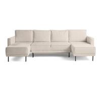 Charlie - canapé panoramique en U 7 places - convertible avec coffre - en tissu - Beige Beige G