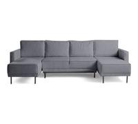 Charlie - canapé panoramique en U 7 places - convertible avec coffre - en tissu - Gris Gris G