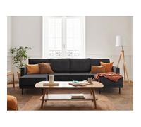 Charlie - canapé panoramique en U - 7 places - convertible avec coffre - en velours côtelé - Gris foncé