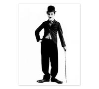 Charlie Chaplin avec une canne Poster 13 x 18 cm Noir et blanc Tableaux Décoration murale