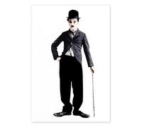 Charlie Chaplin with Bamboo Stick Poster 20 x 30 cm Noir et blanc Tableaux Décoration murale
