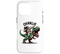Charlie Dabbing Astronaute sur Un Dessin animé Dinosaure Coque pour iPhone 16 Pro