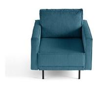 Charlie - fauteuil - pieds hauts - en velours côtelé - Bleu canard $cou G