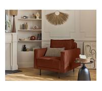 Charlie - fauteuil - pieds hauts - en velours côtelé - Terracotta Terracotta