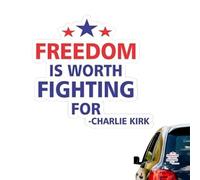 Charlie Kirk Freedom Worth Fighting for Charlie Kirk Autocollant en vinyle pour voiture, camion, mur, ordinateur portable (1 pièce)