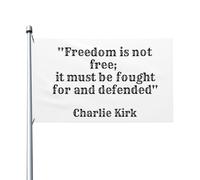 Charlie Kirk La liberté n'est pas gratuite, elle doit être défendue et combattue Drapeau commémoratif 3x5 pieds Drapeaux de jardin Bannière Panneau