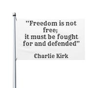 Charlie Kirk La liberté n'est pas gratuite, elle doit être défendue et combattue Drapeau de maison avec œillet en métal Drapeaux de jardin Bannières 3x5 pieds