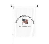 Charlie Kirk se tournant vers l'Amérique RIP CHARLIE Drapeau de jardin drôle Drapeaux de jardin 12x18 Double face Décoration de jardin pour la maison