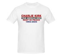Charlie Kirk True American Hero Rest in Peace T-Shirt Ras du Cou à Manches Courtes pour Homme, Motif « Charlie Kirk, véritable héros américain, Repose en Paix »